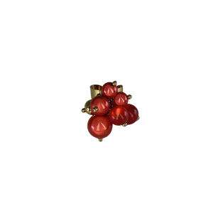 Fashion <b>Rings</b> 316L Stainless Steel PVD Gold Plating Red Beads <b>Statement</b> Design - Product Image 1