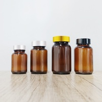 Flacons en verre ambré pour compléments alimentaires en capsules, avec bouchon à vis, 75 ml, 100 ml, 150 ml, 200 ml