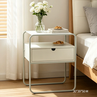 Table de chevet carrée de style crème, table d'appoint de luxe avec rangement pour magazines, pour salon, chambre à coucher