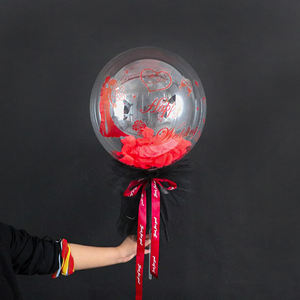 Cadeau d'alentine DIY Maille rose avec <span class=keywords><strong>ruban</strong></span> à nœud <span class=keywords><strong>Autocollant</strong></span> rose Plume colorée fillig bouquet lumineux ballon <span class=keywords><strong>led</strong></span> bobo ballon lumineux - Product Image 2