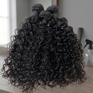 Indian Virgin <b>Human</b> <b>Hair</b> Bulk <b>Curly</b> Wave Double Drawn Full Ends Dyeable All Colors Machine Double Weft <b>Extensions</b> - Product Image 1