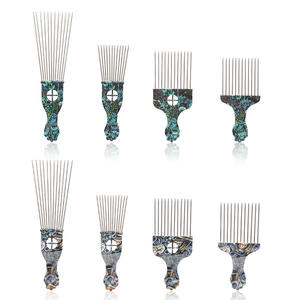 Peine Profesional de Cola de Rata para <span class=keywords><strong>Peluquería</strong></span>, Mango de Plástico, Dientes de Metal, Impresión Serigráfica, para Peinar Cabello Rizado - Product Image 6