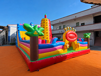 Toboggan gonflable JIALE JL-3079 - Matériau PVC - Capacité 100-500 kg - 5-8 passagers - Thème animaux et dinosaures - Pour centres de jeux pour enfants