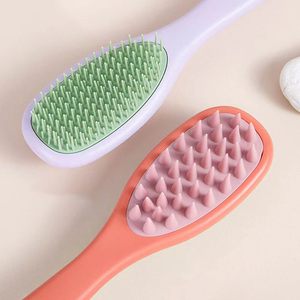 Customized Long Handle Hair Silicone Scalp Massage <b>Brush</b> 2-in-1 Double-Sided Hair Comb Shampoo <b>Brush</b> GZ RTS Bulk Mixed Order - Product Image 3