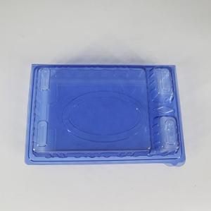 Plastic Sushi To Go Box Blue Custom PET Food Grade Disposable Sushi Bento With Lid