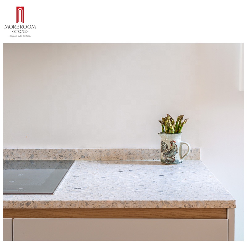 Китайская фабрика, оптовая продажа, пользовательские мраморные чипсы, белый столешница Terrazzo