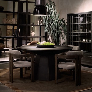 Hiện đại sang trọng rắn gỗ tròn bàn ăn màu đen cho biệt thự nhà hoặc sử dụng hội trường - Product Image 1