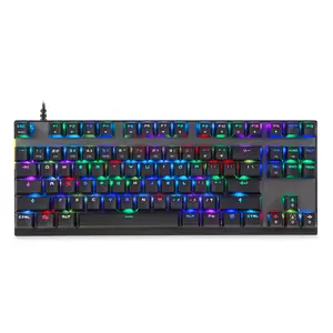 CK82 기계식 키보드 RGB LED 백라이트 USB 유선 87 키 블루/레드 스위치 게이머 사용자 정의 코드 키보드 PC 노트북