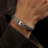 Bracelet pour homme en chaîne tressée de luxe, acier inoxydable, or, noir, argent, bracelet tissé classique pour homme