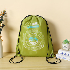Custom Logo Printed Foldable Gym Sport Drawstring Backpack Promotional Polyester String Bag for Trip Party Camping Cartoon Rope