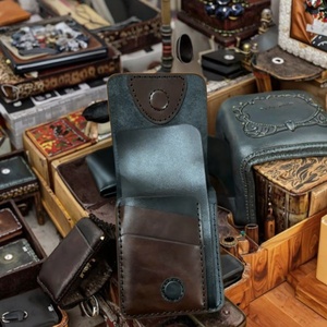 For Genuine Leather Vintage <b>Wallet</b> Open Thread Pattern Cotton Lining Anti-Theft Unisex Short Slim Design 7 Inch Card <b>Holder</b> - Product Image 3