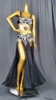 Costume de danse du ventre professionnel pour femmes, vente chaude, pour spectacle sur scène, tenue en 3 pièces, costume de danseuse de carnaval à paillettes