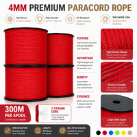 En stock – Corde paracorde 550 Type 3 orange de 305 mètres, multicolore (blanc, noir), en nylon de 4 mm pour tentes et camping en extérieur