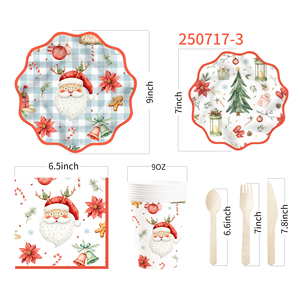 Juego de Vajilla para Fiesta de Navidad DAMAI, Juego de Platos, Vasos y Servilletas de Papel con Diseño de Santa Claus, Artículos para Fiestas - Product Image 3