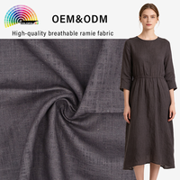 Tissu brocart tissé 55% Ramie 45% Coton, résistant à l'abrasion, écologique, poids moyen, pour robes, jupes, vêtements de style ethnique