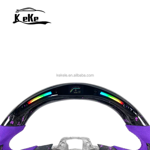<span class=keywords><strong>Volant</strong></span> de course personnalisé en fibre de carbone <span class=keywords><strong>pour</strong></span> Ford Mustang 2015-2023, suède violet, éclairage LED RGB, <span class=keywords><strong>volant</strong></span> sport - Product Image 2