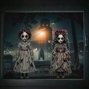 Nuevo Adhesivo Estático para Vidrio de Halloween 2026 con Diseño de Muñeca Espeluznante - Decoración para Ventanas y Puertas que Crea un Ambiente de Terror para Fiestas y Escaparates - Product Image 2