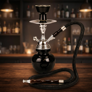 Cachimba clásica de hierro y vidrio con acabado lacado negro de Chaman India, tipo recto, para fiestas y camping en todas las estaciones. - Product Image 2