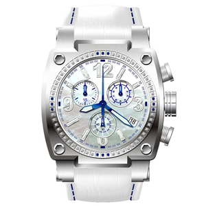 Reloj Cuadrado Grande de Lujo con Diamantes, Caja de Acero Inoxidable, Movimiento de Cronógrafo Japonés o Suizo U6128 - Product Image 3