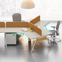 Meubles de bureau modernes personnalisés pour espace de coworking, bureau orange kaki modulaire, poste de travail avec cloison pour 3 à 6 personnes