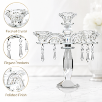 Candélabre de luxe en cristal argenté fait main, centre de table de mariage élégant, porte-bougie en verre à facettes pour événements, fêtes et maison