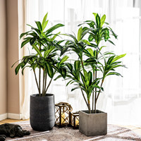 Plante de Dracaena naturelle à 2 tiges, arbre artificiel réaliste en soie, en pot dans un panier tressé, grand format, pour décoration intérieure style bohème, vente en gros