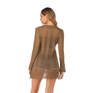 Amzn AE fb eb tiktok <span class=keywords><strong>Shein</strong></span> Tricot Jacquard En Gros <span class=keywords><strong>Pull</strong></span> Cardigan Pour Les Femmes Court Tricot À La Main Couverture De Plage - Product Image 2