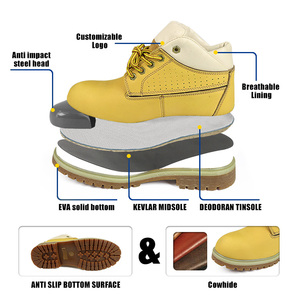 Herenschoenen van leer, veiligheidsschoenen met stalen neus, groothandel cowboy werklaarzen - Product Image 3