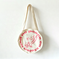 Sac fourre-tout rond en toile rouge vintage à l'effigie des lèvres françaises, imprimé sur mesure, réutilisable, en coton, sac à bandoulière, vente en gros, OEM, imprimé UV tendance