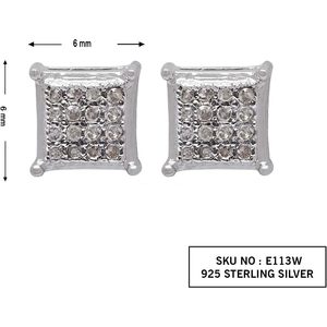 Pendientes de Diamantes Ornaatis, 0.10 Quilates en Total, Corte Redondo, Color G-H, Claridad I, Plata de Ley 925, Engaste Cuadrado, 6 mm, para Mujer - Product Image 4