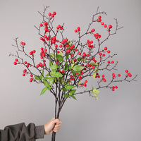 Baies rouges d'Halloween transfrontalières, fruits de la fortune, baies de houx, fleurs artificielles haut de gamme pour la décoration de la maison, des mariages et des fêtes