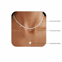 Kalung Berlapis Warna Emas dengan Liontin Cincin Geometris, Perhiasan Fashion Minimalis untuk Wanita