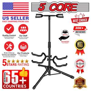 Soporte doble para guitarra acústica y eléctrica, soporte de suelo de metal duradero con acabado mate, diseño plegable, Universal N - Product Image 5