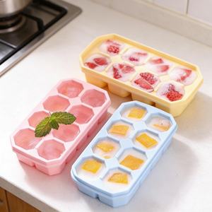 Molde para cubitos de hielo al por mayor con tapa, bandeja de verano para 8 cubitos con contenedor de congelación - Product Image 1