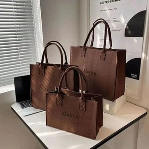 Bolsa <span class=keywords><strong>de</strong></span> Compras <span class=keywords><strong>de</strong></span> <span class=keywords><strong>Fieltro</strong></span> al por Mayor, <span class=keywords><strong>de</strong></span> Gran Capacidad, Color Sólido Simple, <span class=keywords><strong>con</strong></span> Logotipo - Product Image 3