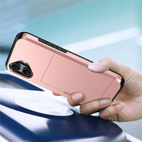 Yeni tasarım slayt kart ekleme itme kartı cüzdan telefon kılıfı iPhone 16 15 14 13 12 11 Pro Max darbeye koruyucu kılıf Made PC