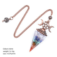 Pendentif Hexagonal Triple Lune Rouge Antique en Cristal Naturel et Résine pour Yoga, Méditation, Guérison Énergétique, Pierre Précieuse en Gros