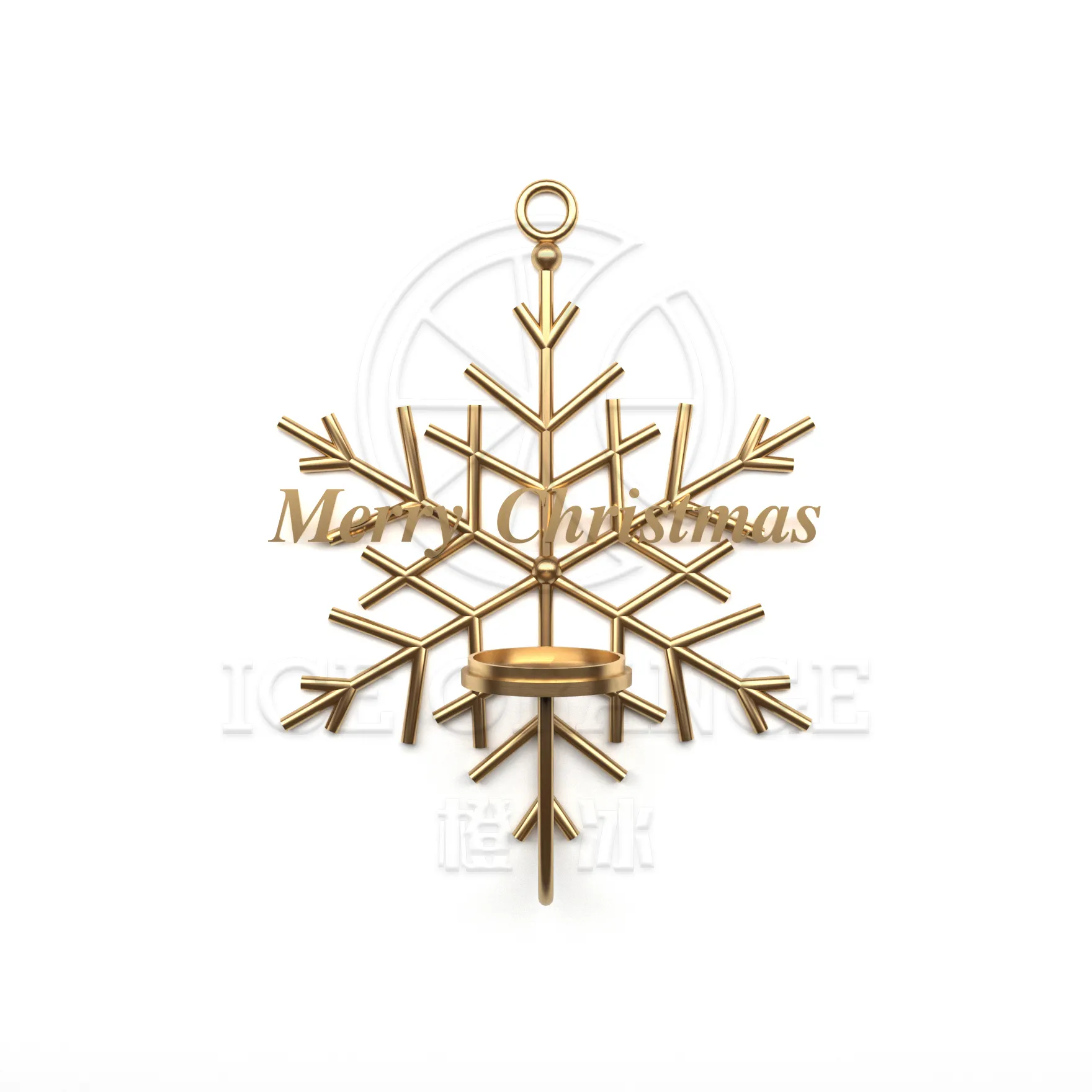 2023 dekorasi Natal kepingan salju emas dinding Sconce logam gantung tempat lilin untuk dekorasi dinding
