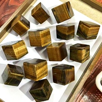Prix d'usine – Pierre naturelle œil de tigre jaune sculptée à la main en forme de cube, idéale pour la méditation, la décoration de fêtes et comme cadeau