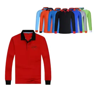 JL-10141 Custom LOGO High Quality Jersey Cotton Embroidered Long Sleeve Polo Shirts For Men Women