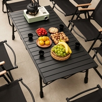 Table de camping pliable portable en alliage d'aluminium, mobilier d'extérieur pour pique-nique, plage, randonnée