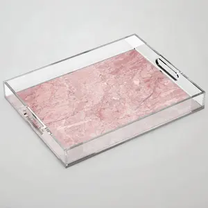 Blush pink marble perfume body-wash women-only acrylic serving trays