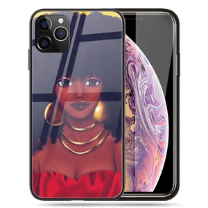 เคสโทรศัพท์กระจกเคลือบเงาพลาสติก TPU พิมพ์ลายสาวน้อยผิวดำสำหรับ iPhone 11 12 13 14 15 Pro - Product Image 4