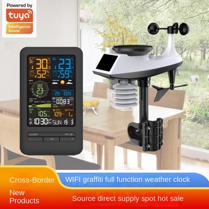 Умная метеостанция Tuya Graffiti WiFi для Android с будильником, измерителем температуры и влажности, скорости и направления ветра, OLED-дисплеем и питанием от батареи для дома - Product Image 4