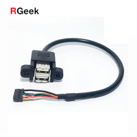 RGEEK Dual USB 2,0 hembra frente montaje en Panel 2,54mm 9 pin Header Cable de placa base