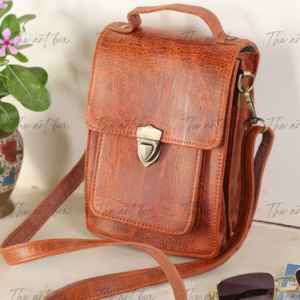 Luxury Hand Crafetd Crossbody 100% Genuine Leather Pouch Retro <b>Messenger</b> <b>Bag</b> Shoulder Sling <b>Bags</b> Custom Leather Accessories OEM - Product Image 5