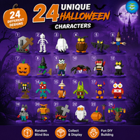 Calendario de Adviento de Halloween de 24 Días, Mini Bloques de Construcción, Caja Sorpresa, Juguetes de Ladrillos Coleccionables DIY, Regalo para Fiestas Infantiles