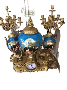 <span class=keywords><strong>2025</strong></span> mới AY đầy đủ thiết lập sang trọng cổ điển trang trí nội thất đồng thau thiên thần bảng đồng hồ và Alabaster nến - Product Image 6