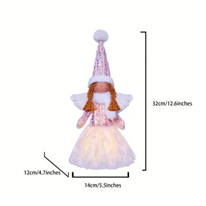 Juego de Figuras de Pareja de Ángeles Navideños - Muñecos con Lentejuelas Luminosas para Decoración Navideña de Ventanas y Hogar, Venta al Por Mayor - Product Image 4