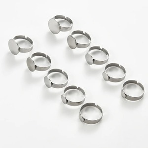 Sunling 10 Pezzi Anelli Regolabili in Acciaio Inossidabile 6/8/10/12/14MM, Base per Cabochon Piatta, Supporti per Anelli, Forniture per Gioielli Fai-da-Te - Product Image 1